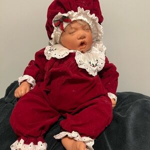 Lee Middleton Adorable Red Baby Doll with White Lace by [Brand]